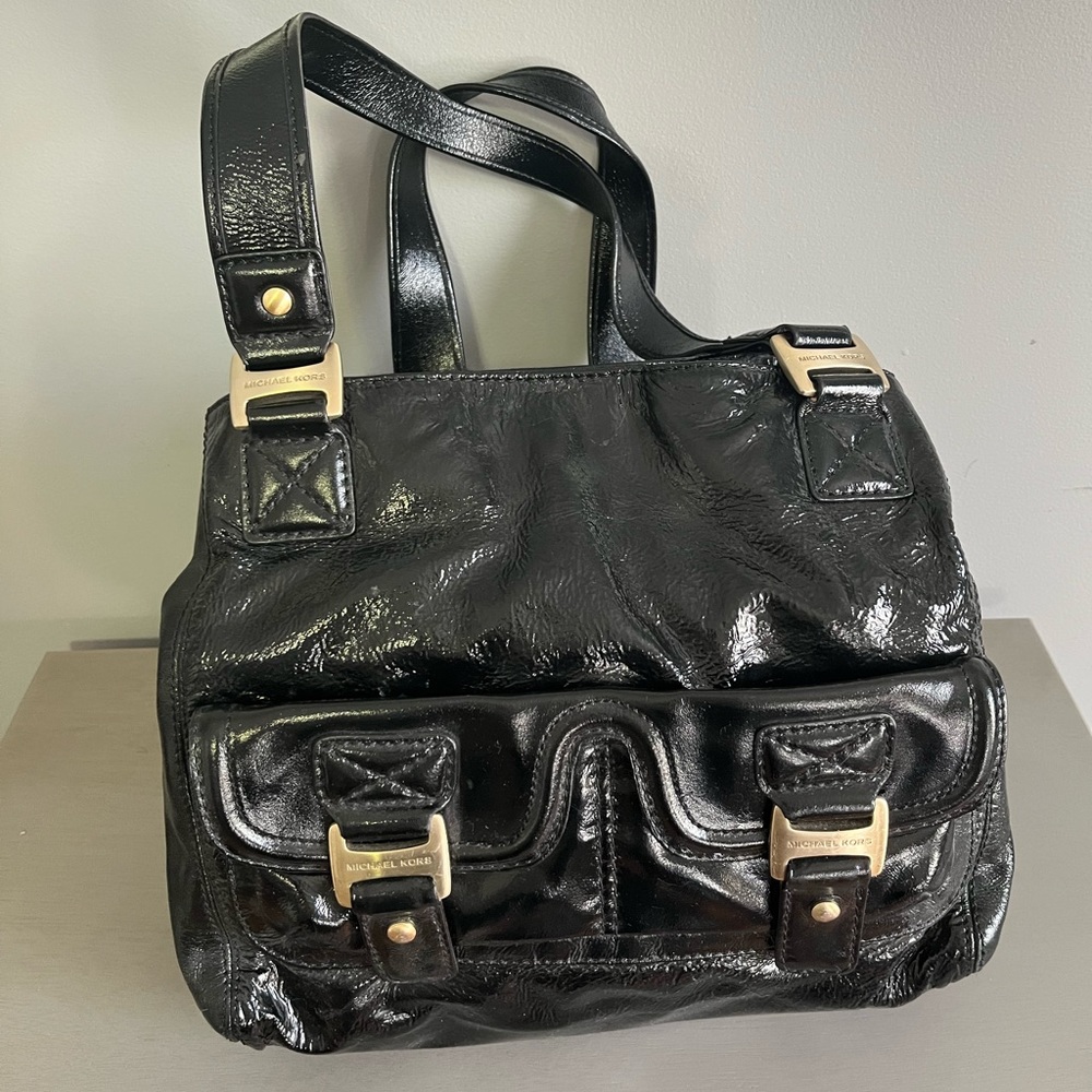Michael Kors black patent leather bag
